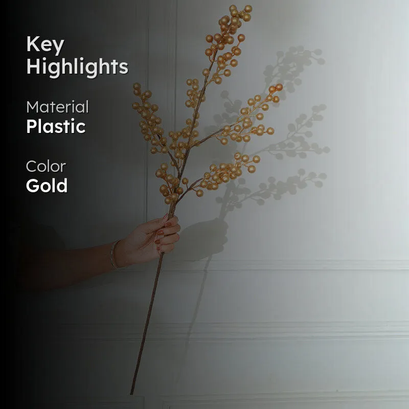 Faux Cherry Blossom Flower Stick (Gold) - 32 CM media 2