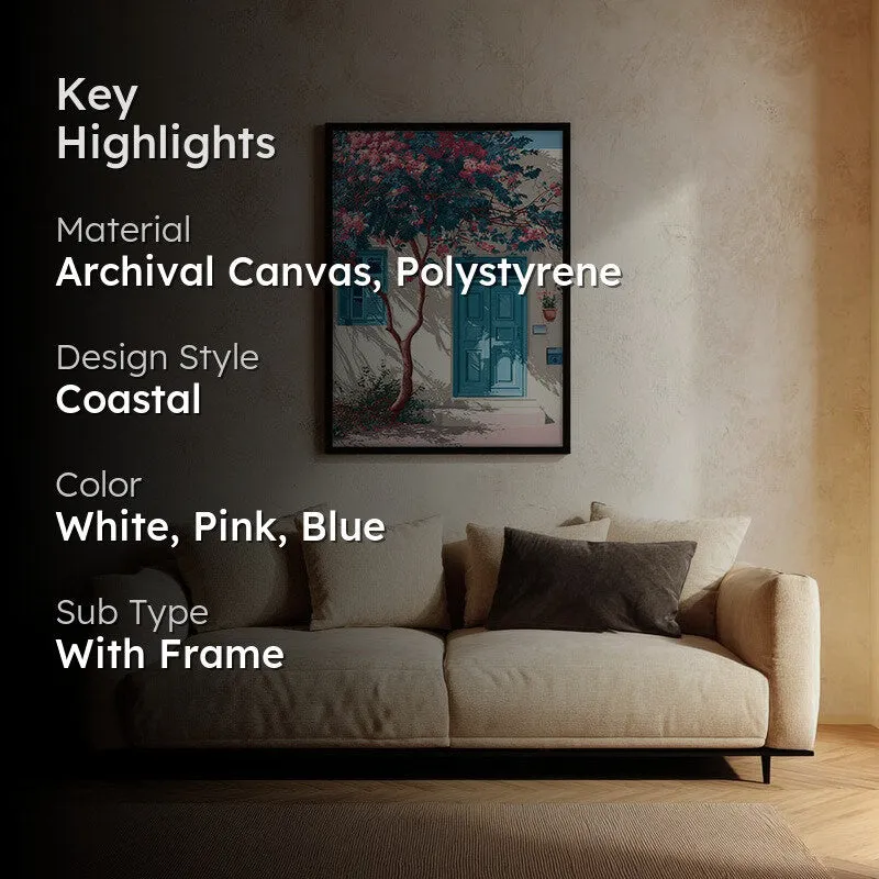 Sunlit Wall Canvas Wall Painting - Black Frame media 2