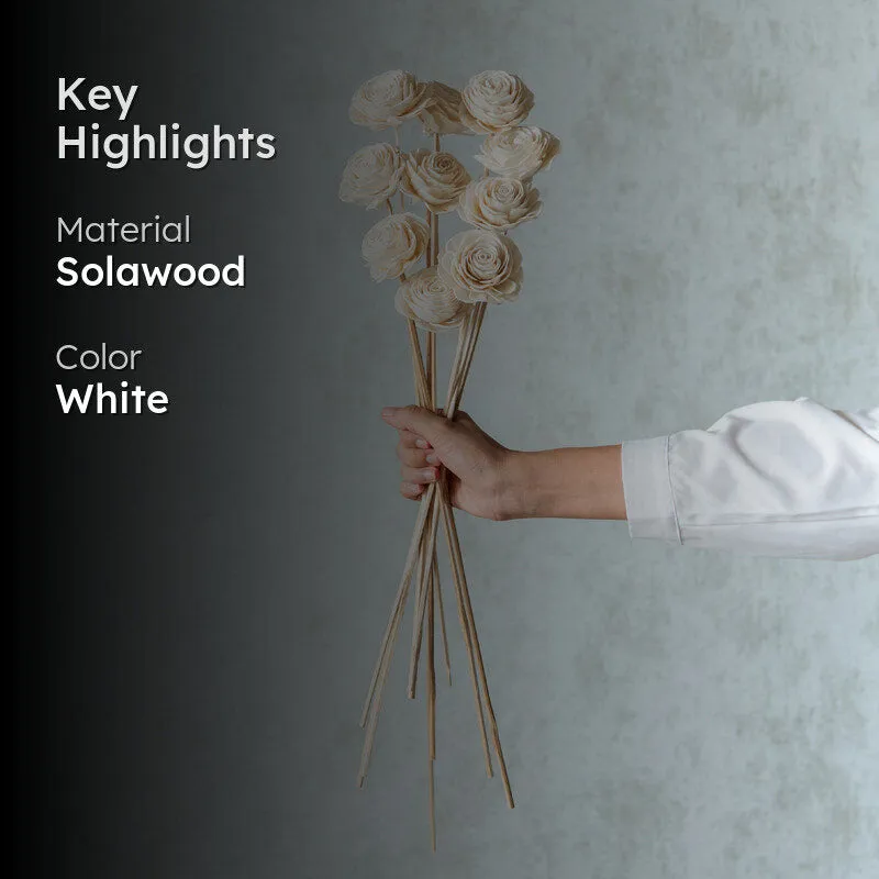 Maicra Sola Wood Rose Flower Stick (White) - Set Of Ten media 2
