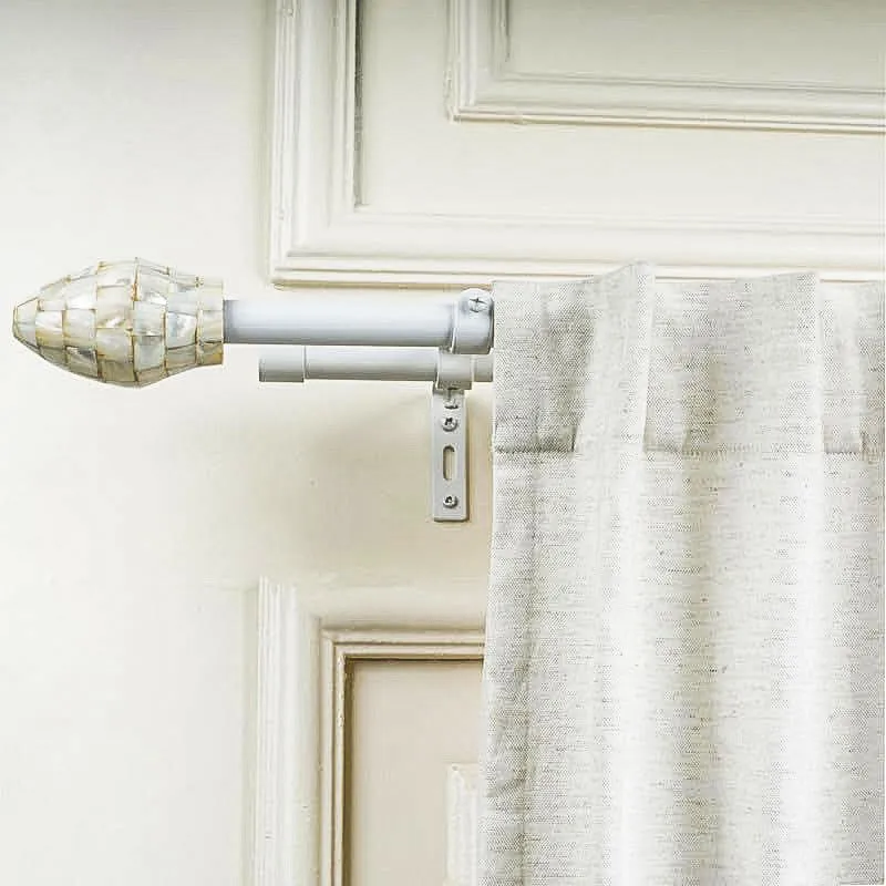 Pearl Duo Extendable 1" Double Curtain Rod With Oval Finial & Brackets media 3