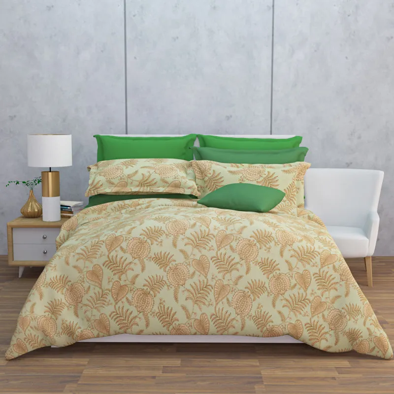 Fern Dreams Cotton Bedsheet (Light Yellow) - 144 TC media 7