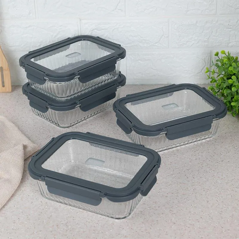 Grey Triva Glass Lunch Box (1040 ML) - Set Of Four media 6