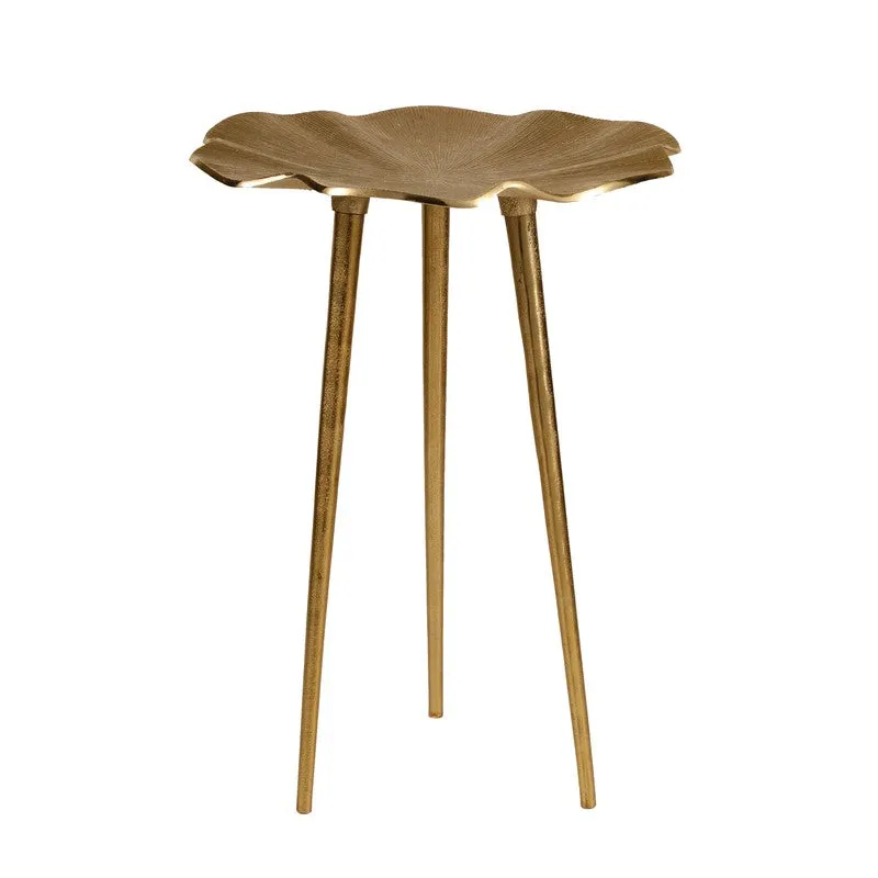 Leaf Form Aluminum Side Table - Gold media 4