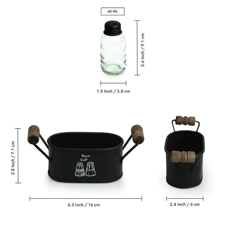 Piperis Salt & Pepper Shaker With Iron Tray (60 mL Each) - Three Piece Set media 8