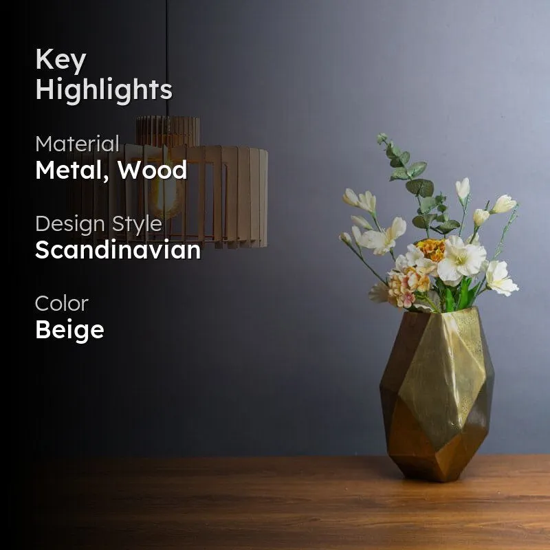 Kokoa Wooden Ceiling Lamp with Metal Base media 2