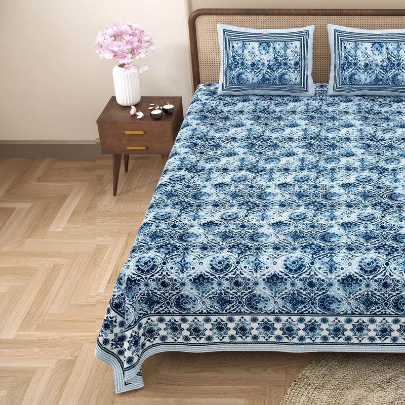 Loomet Cotton Bedsheet (Blue) - 240 TC media 4