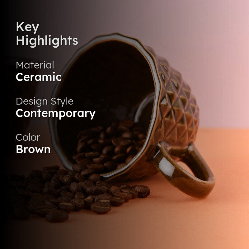 Rossana Ceramic Tea Cup (220 mL) - Brown media 2