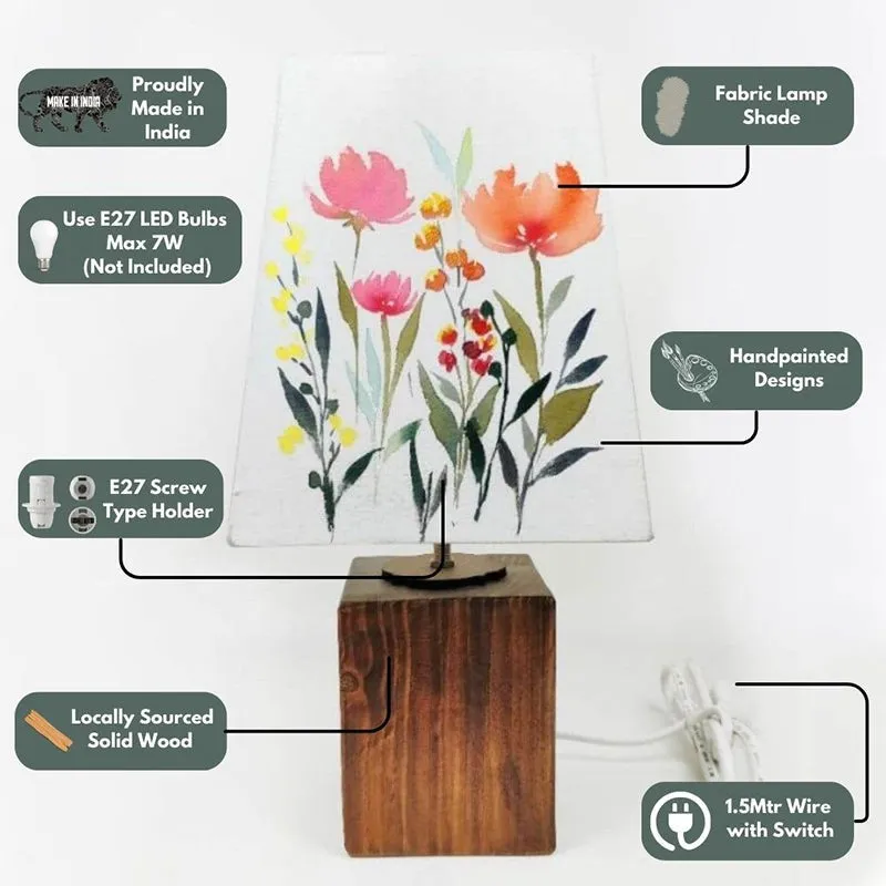 Scarlet Blossom Empire Handpainted Fabric Table Lamp - Multicolor media 4