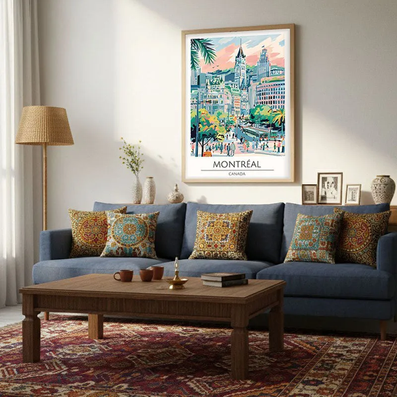Vintage Montreal Framed Canvas Archival Canvas Wall Painting - Natural Brown Frame media 4