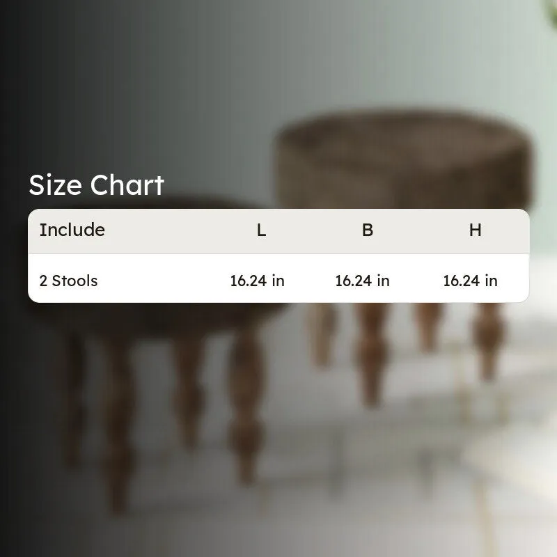 Rirox Sheesham Wooden Stools (Brown) - Set Of Two media 11