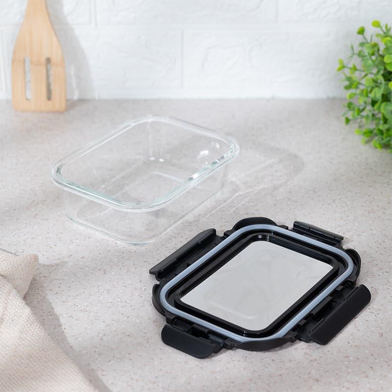 Boro Glass Lunch Box With Steel Lid (Black) - 640 ML media 4