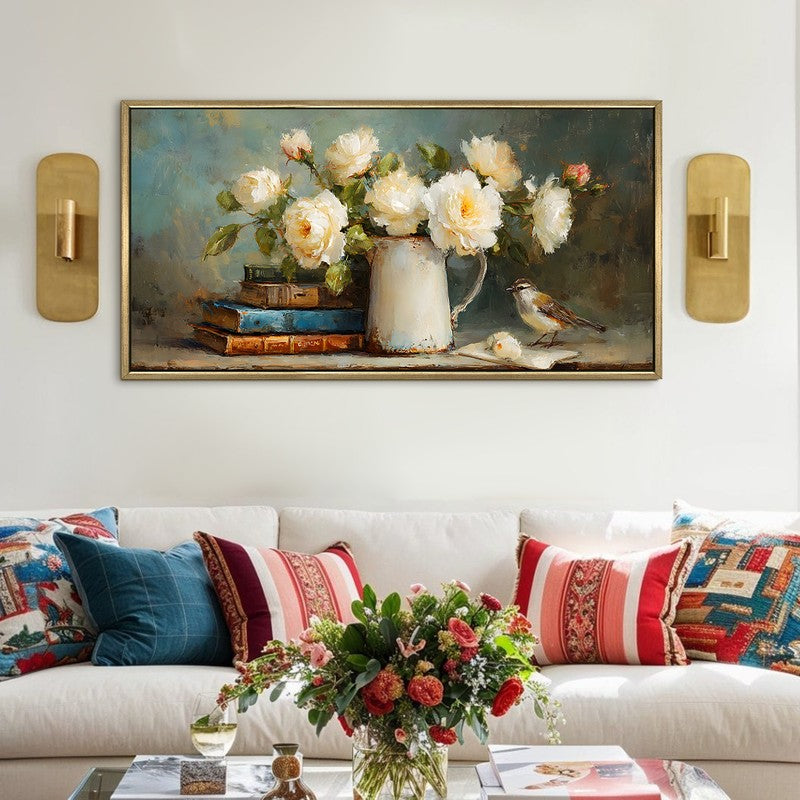 Floral Whisper Canvas Wall Painting With Frame