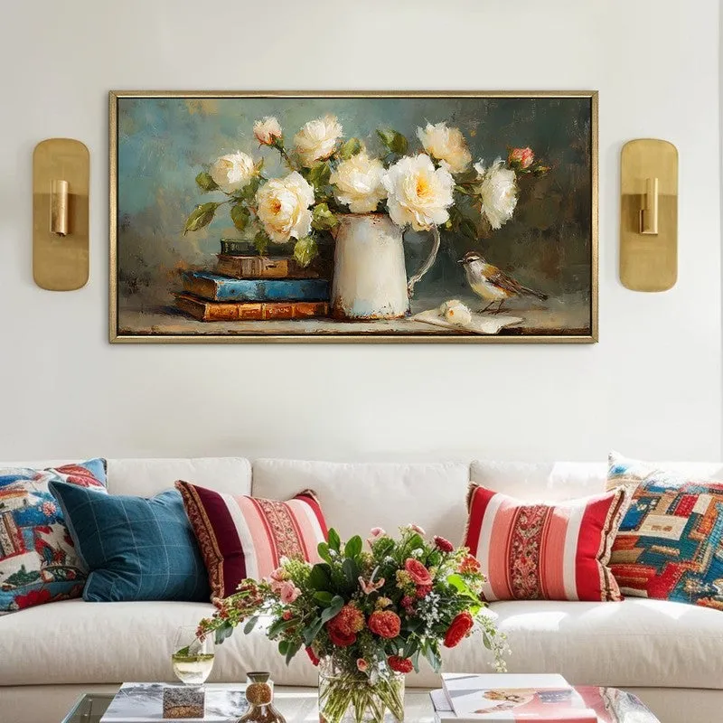 Floral Whisper Canvas Wall Painting With Frame media 1