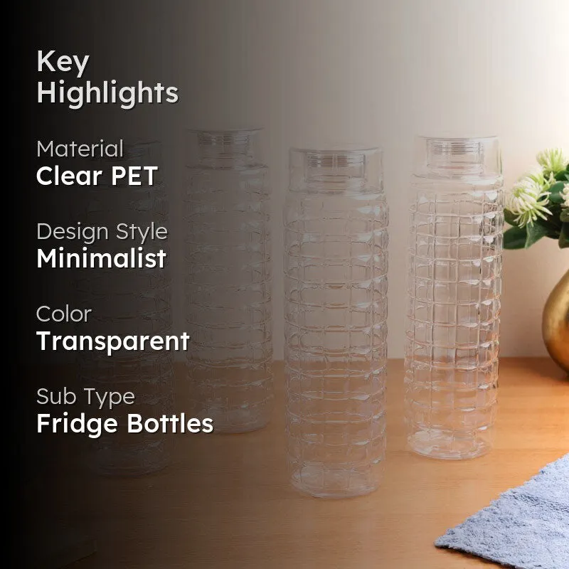 AquaGrid Transperant Clear PET Bottle (1000 mL Each) - Set Of Four media 2