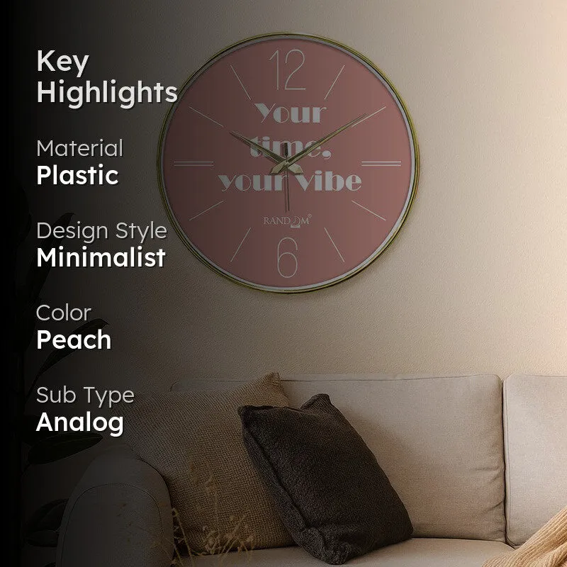 Good Vibe Round Analog Wall Clock - Peach media 2