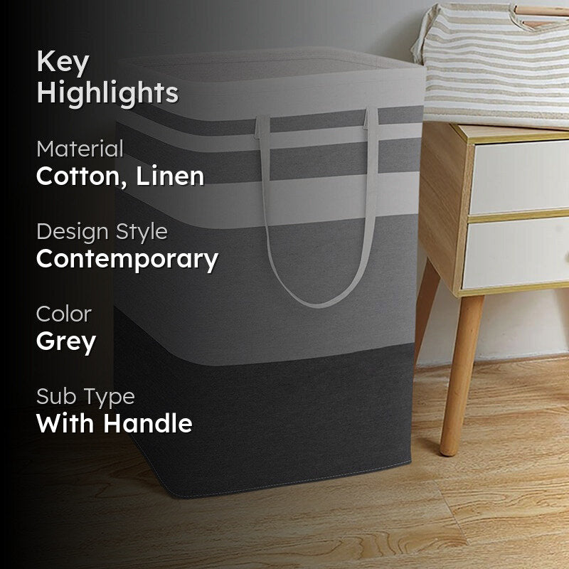 Kiva Cotton Linen Laundry Basket media 2