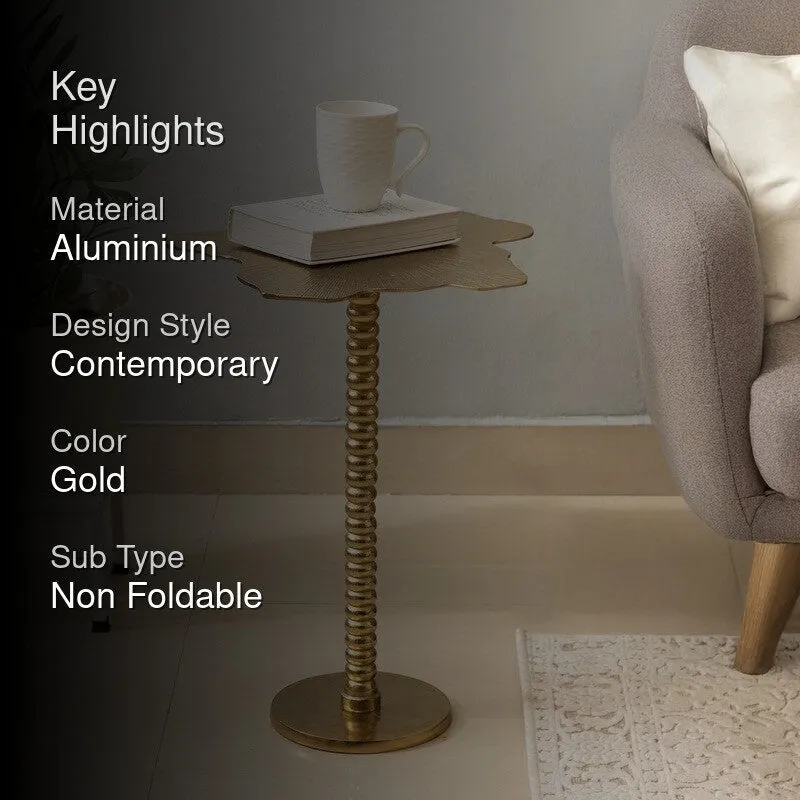 Floral Sculpt Aluminum Side Table - Gold media 2