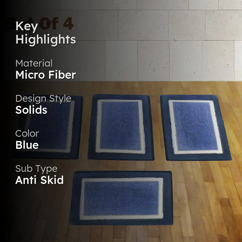 Luxe Anti Skid Bath Mat (Blue) - Set Of Four media 2