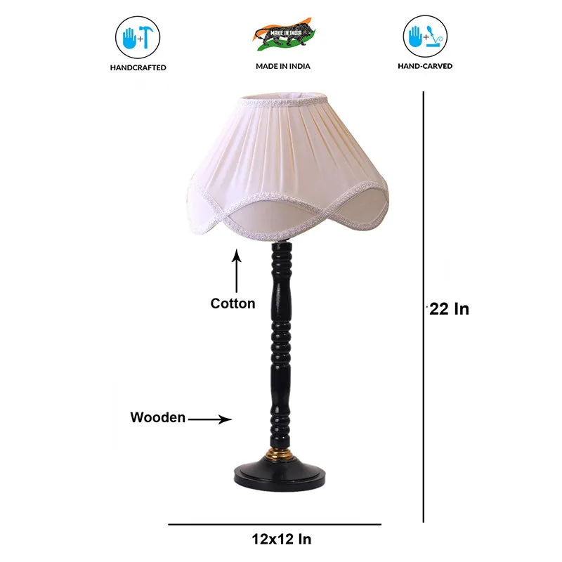 Terra Light Table Lamp With Carved Wooden Base - White,Black media 4