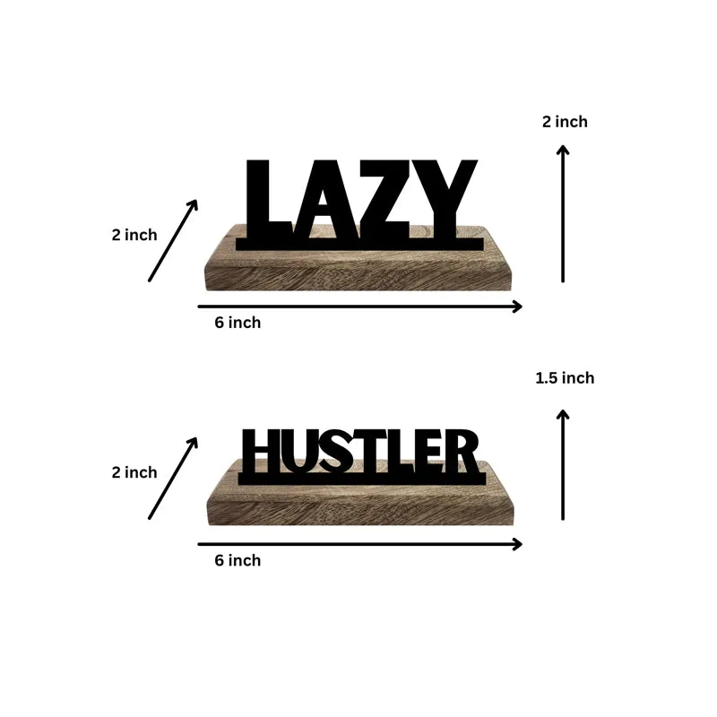 Lazy & Hustler Typography Showpiece - Set Of Two media 5