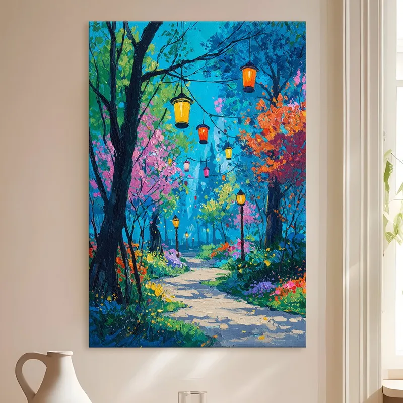 Twilight Lantern Woods Canvas Wall Art media 4