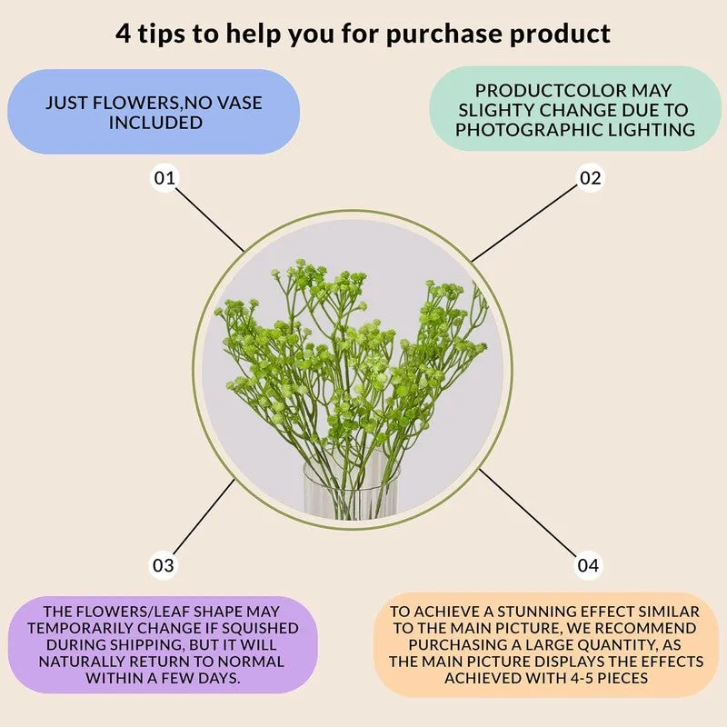 Baby's Breath Plastic Gypsophila Artificial Flower (Green) - Set Of Three media 5