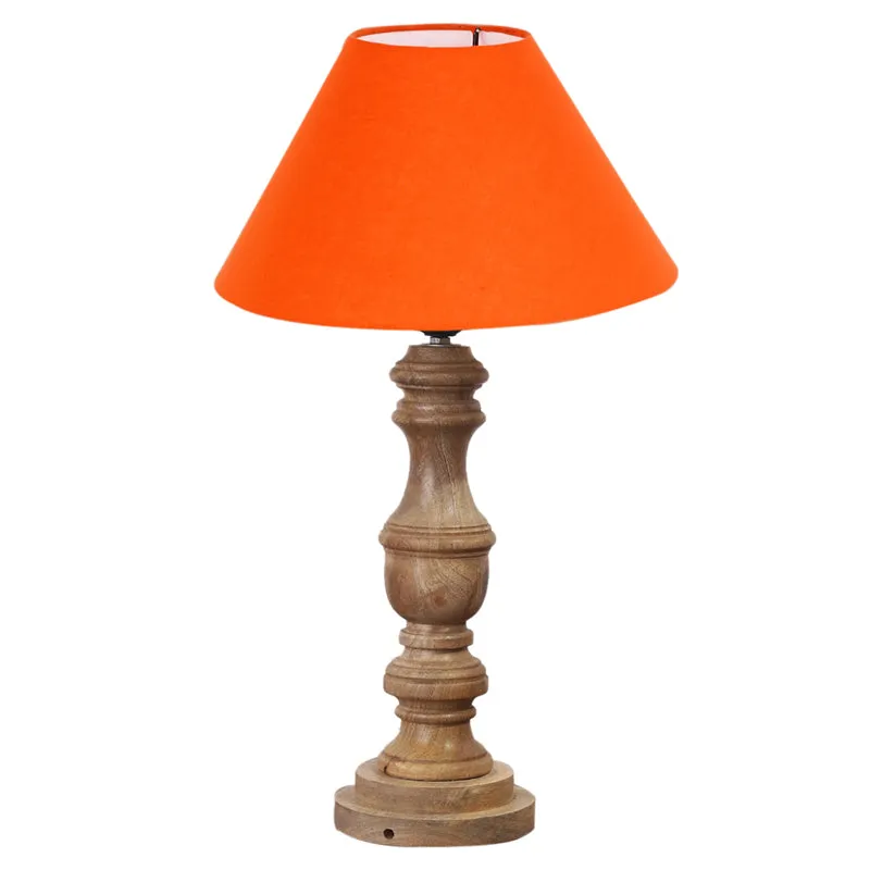 Cotin II Carve Wooden Table Lamp - Orange,Brown media 6