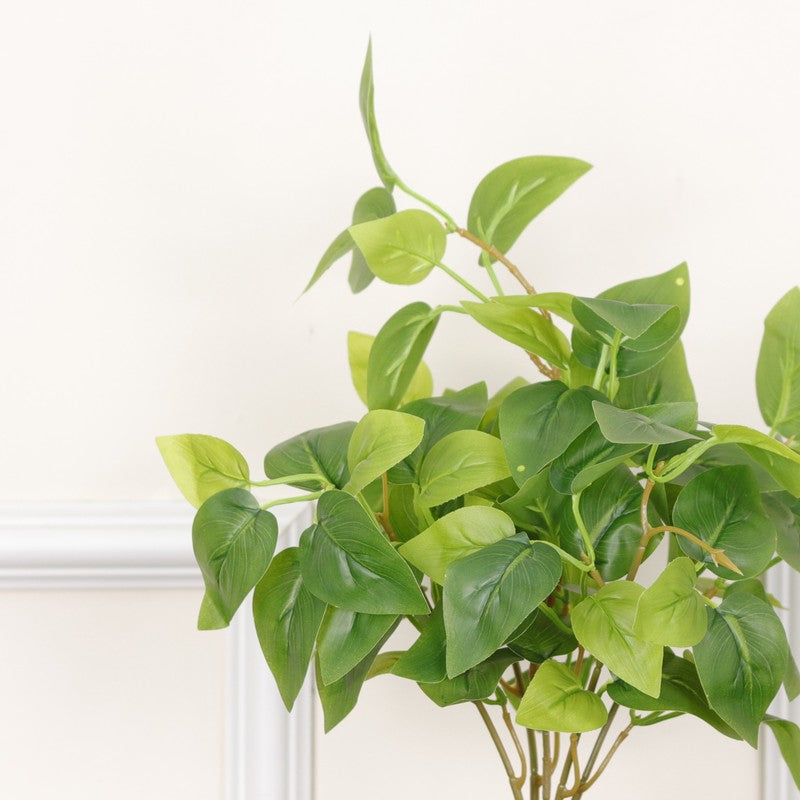 Baby Pothos I Artificial Plant With Black Fiber Pot - 1 Feet media 6