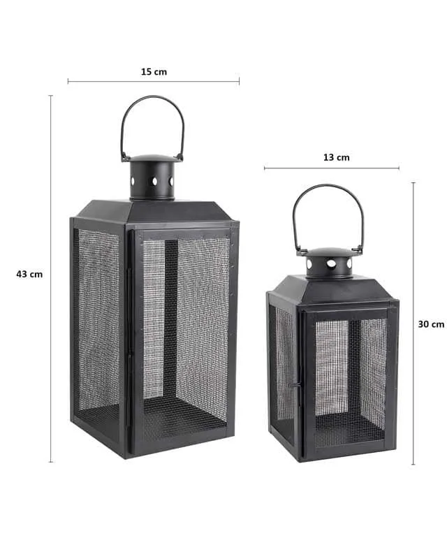 Iron Lady Lantern Metal Table Lamp (Black) - Set of Two media 7