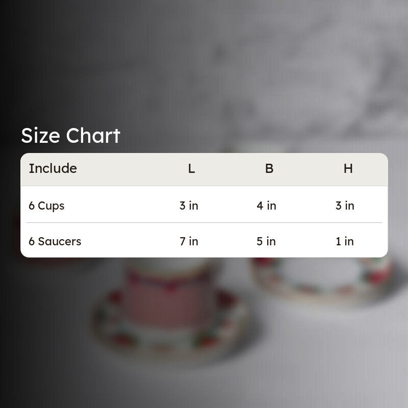 India Circus Duchess Bone Chine Cup And Saucer Set (220 mL Each) - Set of Four media 8