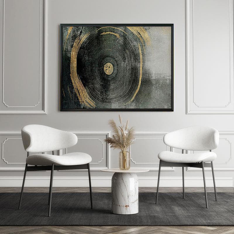 Golden Abstract Canvas Wall Painting - Black Frame media 5