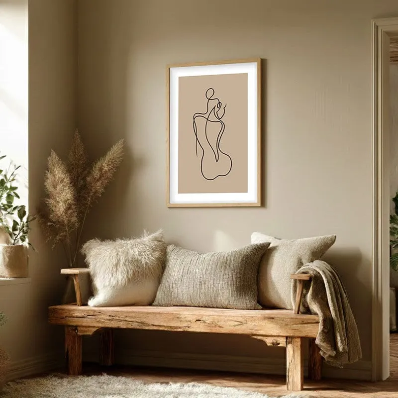 Vellum Nude Canvas Wall Painting With Brown Frame media 3