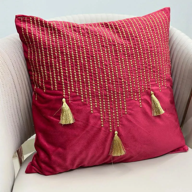 Needlecraft Embroidered Cotton Cushion Cover - Red media 3