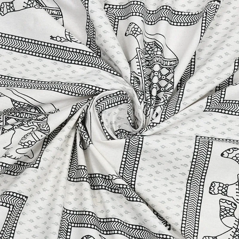 Ethnik Tusker Cotton Bedsheet (Grey) - 144 TC media 5