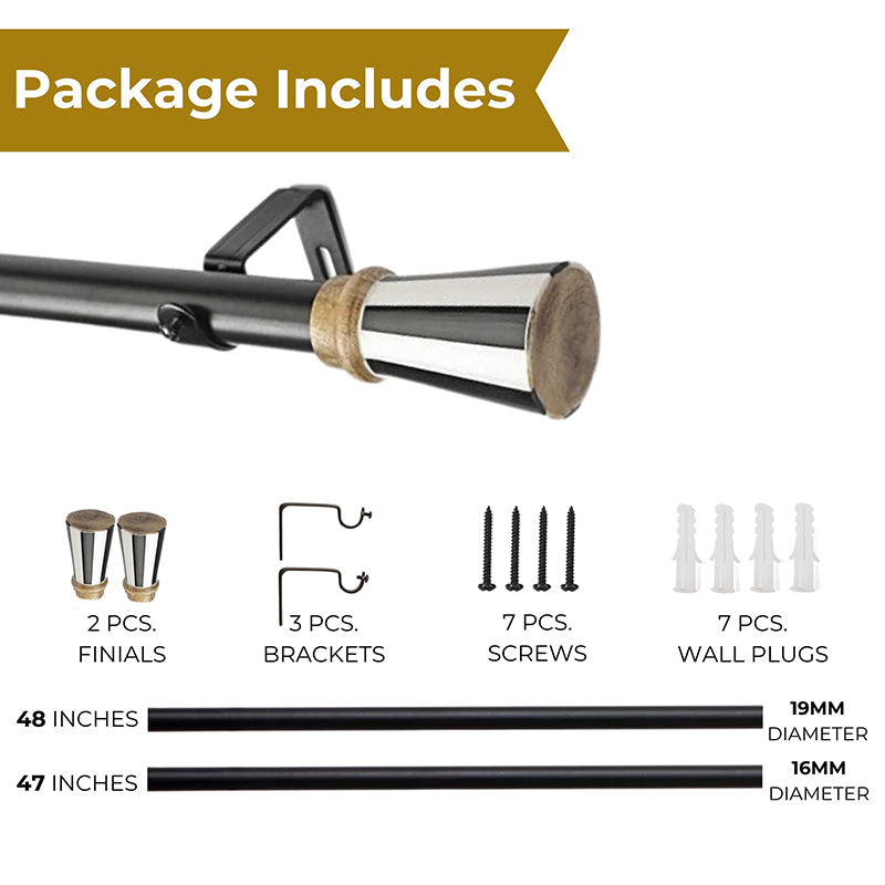 Stratos Extendable 1" Single Curtain Rod With Urn Finial & Brackets media 5