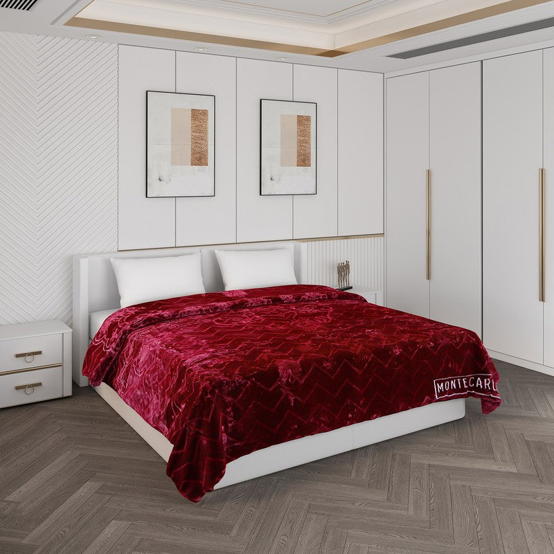Monte Carlo Autumn Embrace Blanket (Maroon) - 950 GSM