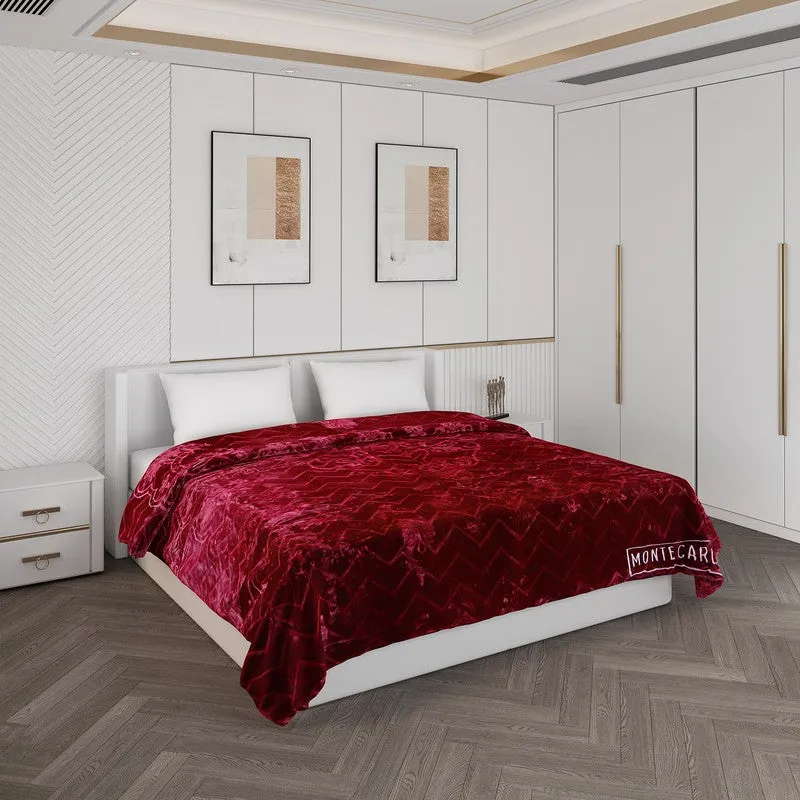 Monte Carlo Autumn Embrace Blanket (Maroon) - 950 GSM media 1