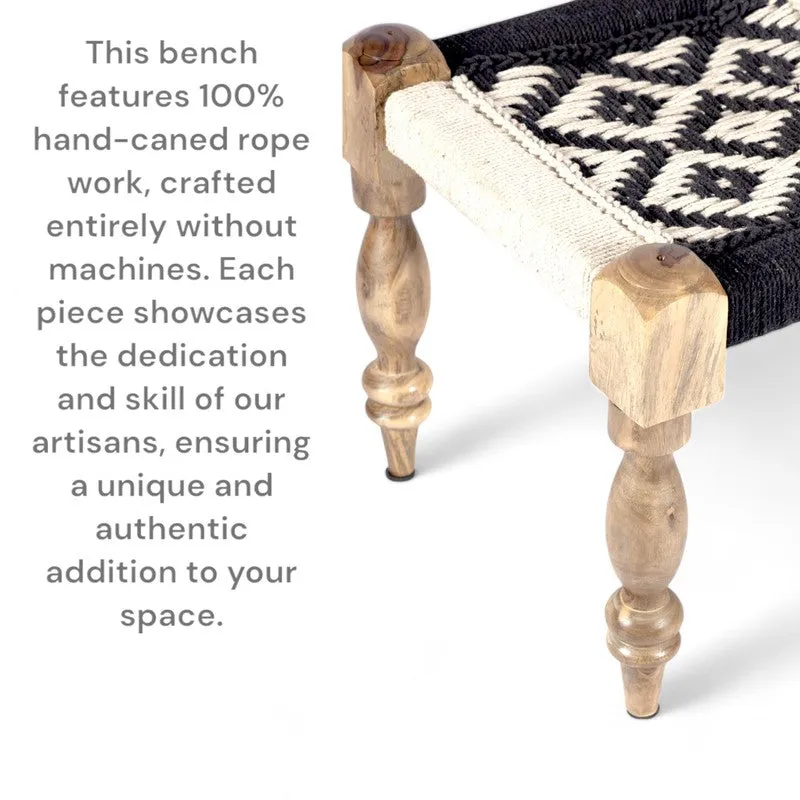 Ixaro Sheesham Wooden Bench - Black,White media 9