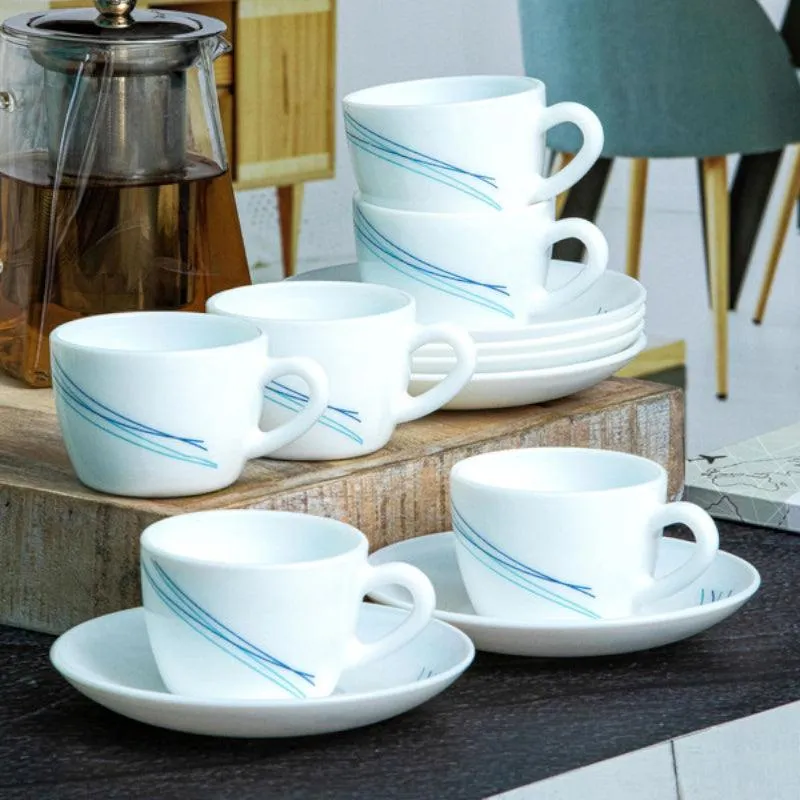 Cello Levasha Glide Cup & Saucer (130 mL Each) - Set of Six media 1