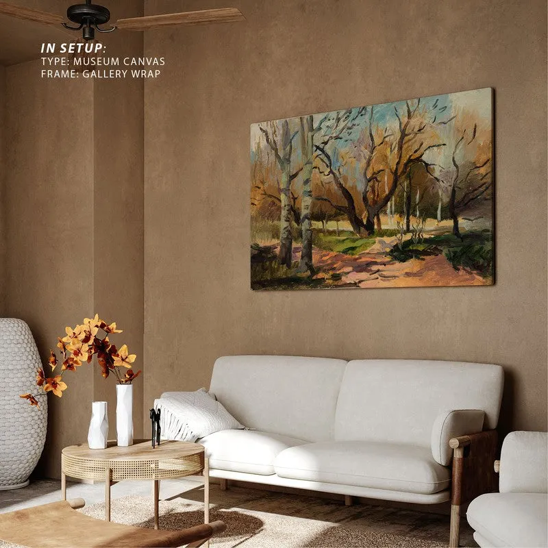 Oil Paint Forest Way Canvas Wall Painting - Black Frame media 6