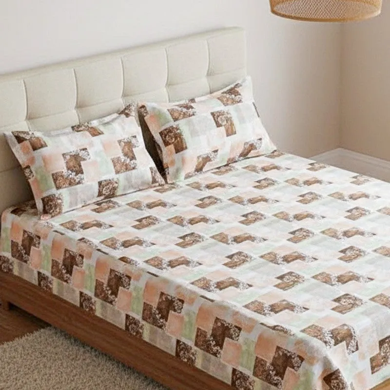 Cubescape Cotton Bedsheet (Brown) - 180 TC media 3