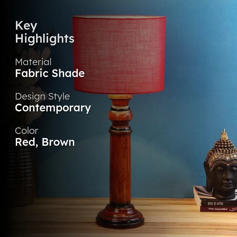 Rosa Cassini Fabric Table Lamp - Red,Brown media 2