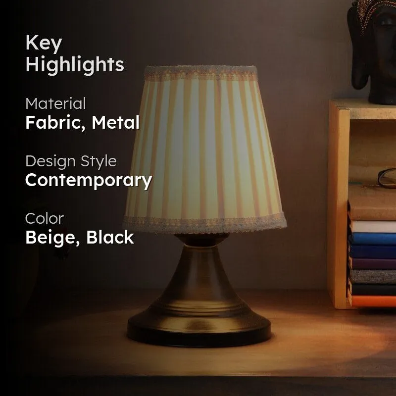 Jifa Cloda Metal Fabric Table Lamp with Metal Base - Beige,Black media 2