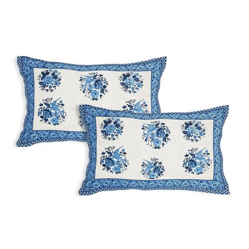 Bhuja Floral Cotton Bedsheet (Blue) - 144 TC media 6