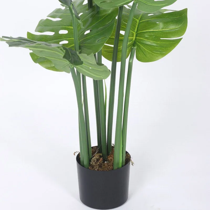 Faux Realtouch Green Monstera Plant With Black Plastic Pot - 3.6 Feet media 6