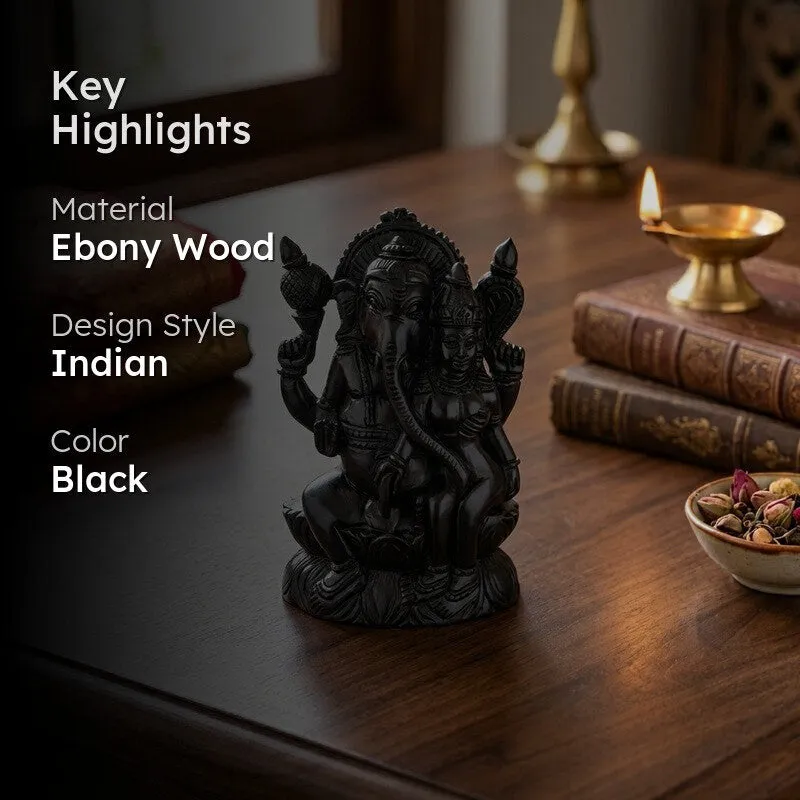 Ucchista Ganapati Divine Ebony Wood Idol media 2
