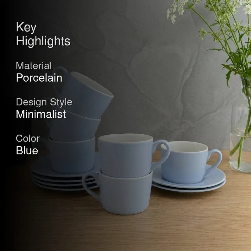 MochaMuse Cup & Saucer (Blue/190 mL Each) - Set of Six - 2