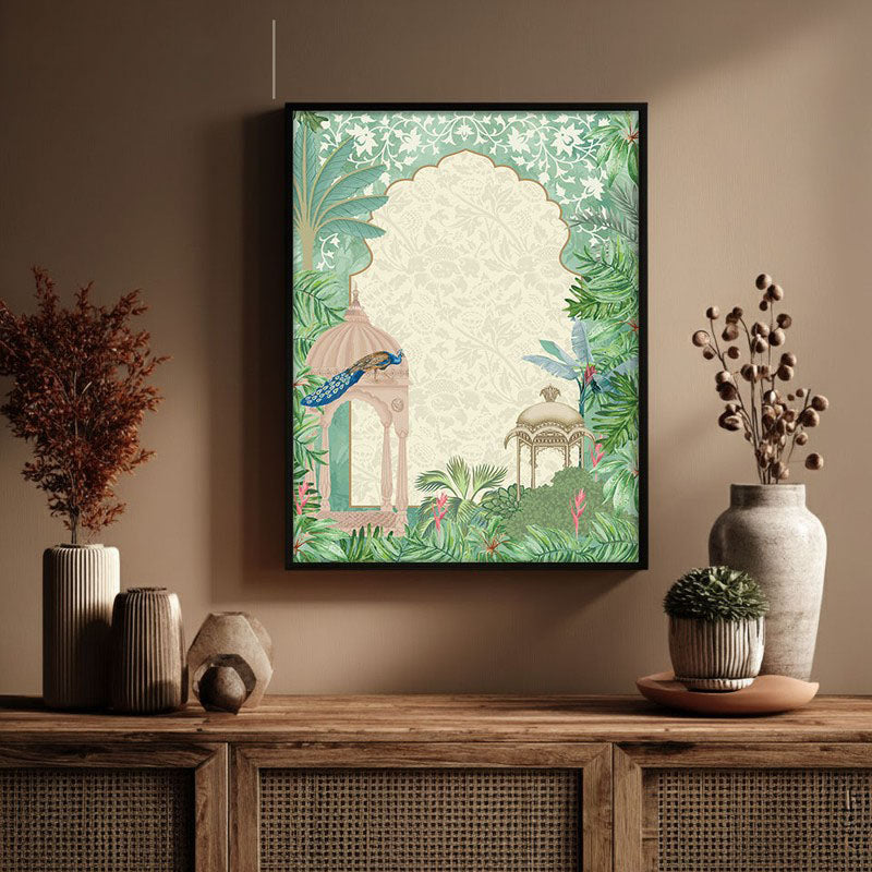 Mehfil- e - Gul Framed Mughal Canvas Wall Painting media 3