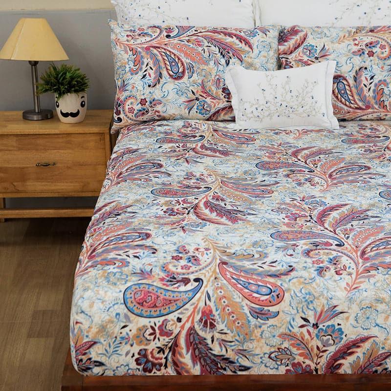 Duna Boheme Floral Cotton Bedsheet (Red) - 254 TC media 3