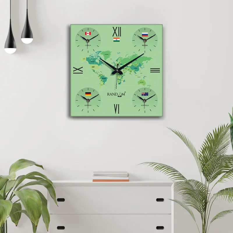 World Time Zone Wall Clock - Green media 1